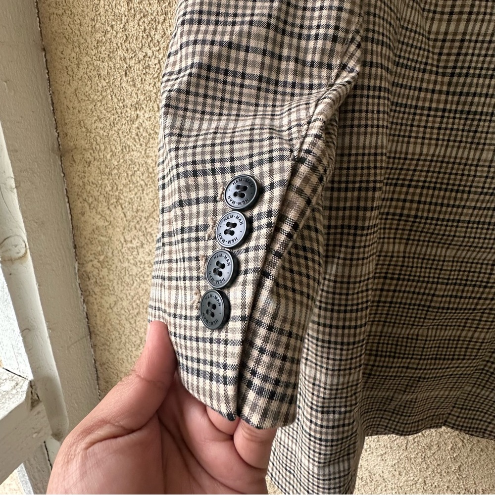 H&M Black patterned/ checkered  beige coat - Picture 11 of 12